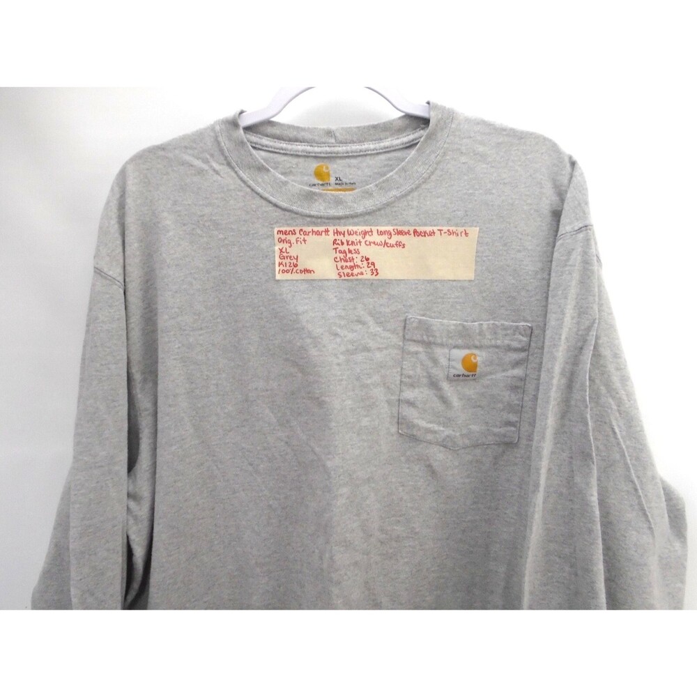 Carhartt K126 Mens Size XL Mid-weight Long Sleeve Oversized Gray Workwear - Picture 2 of 8